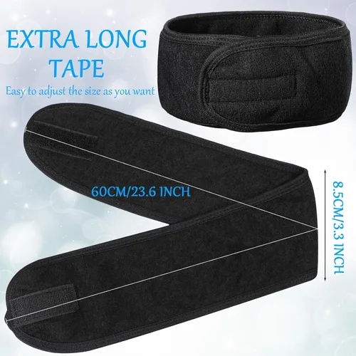 Miniatura 4 de Hoteam Paquete de 30 diademas de spa, esteticista facial para mujeres, ajustable, maquillaje, deportes, ducha, toalla elástica con cinta (negro)