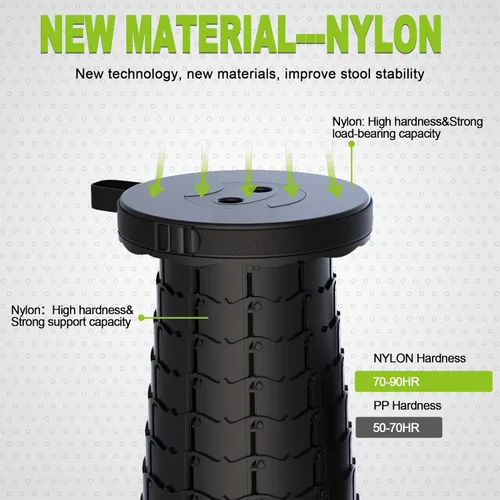Miniatura 4 de ALEVMOOM Taburete plegable de nailon mejorado con peso máximo de 500 libras, portátil, retráctil, plegable, telescópico, para adultos, silla