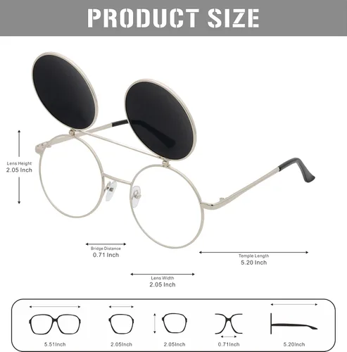 Miniatura 3 de JL Glasses Gafas de sol redondas estilo retro estilo Seampunk