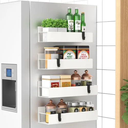 Miniatura 37 de HuggieGems Paquete de 4 Organizadores Magnéticos de Almacenamiento de Especias para Refrigerador y Horno, Organizadores y Almacenamiento Gris