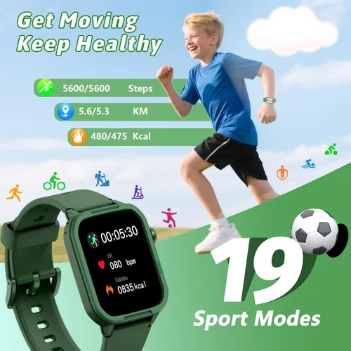 Miniatura 4 de Reloj inteligente para niños para niño y niña, relojes para niños con 19 modos deportivos, frecuencia cardíaca, monitor de sueño, podómetro, reloj
