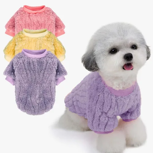 Miniatura 11 de FabriCastle Suéter pequeño para perro, paquete de 3 ropa para perros y gatos, chaquetas suaves y cálidas para perros pequeños, niños y niñas