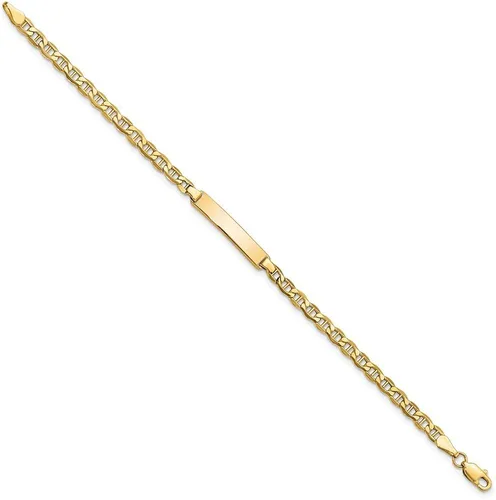 Miniatura 2 de Pulsera de identificación personalizada de oro amarillo de 10 quilates con anclaje sólido para hombres o mujeres, longitud de 7 pulgadas de ancho