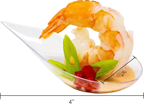 Miniatura 3 de 480 Estuche Platos Pequeños Transparentes para Aperitivos Mini Cucharas de Postre de Plástico de Grado Profesional Reciclables para Fiestas Bandeja