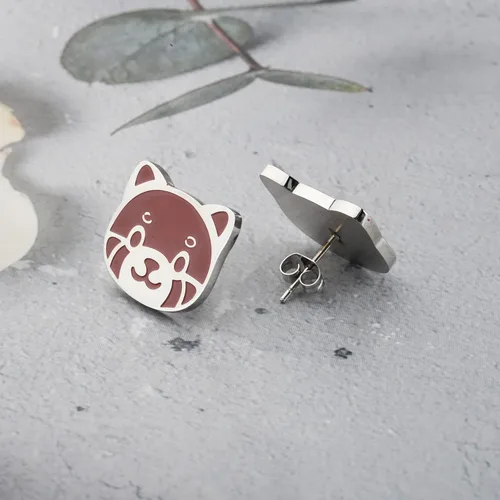 Miniatura 3 de Pendiente de panda rojo para fanáticos de panda rojo, regalo con temática de panda, joyería de panda rojo, aretes de oso panda