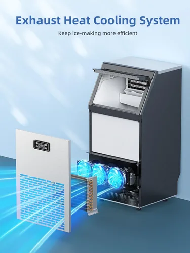 Miniatura 7 de Máquina comercial para hacer hielo, 100 libras/24 horas, 45 cubos de hielo/ciclo de acero inoxidable, máquina de hielo debajo del mostrador