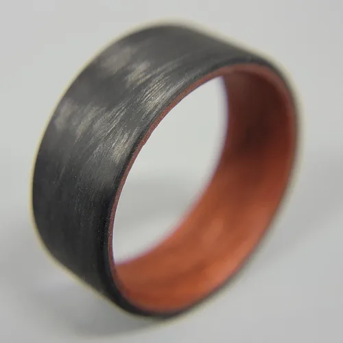 Miniatura 7 de Handmade Ring Band - Men's or Women's Carbon Fiber Ring with Copper Composite Interior, Matte Finish, Flat Black Band, Durable, Waterproof, Sizes