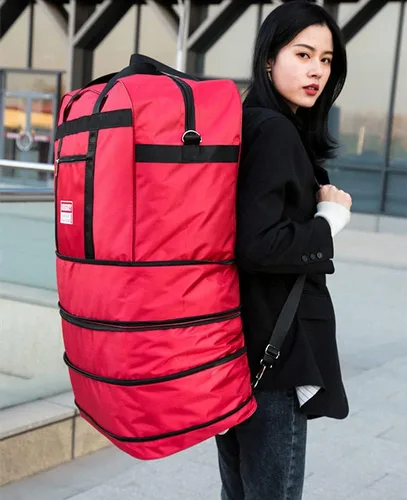 Miniatura 9 de Radefasun Bolsa de viaje expandible de Oxford con ruedas, impermeable, ligera, plegable, para viajar, Rojo