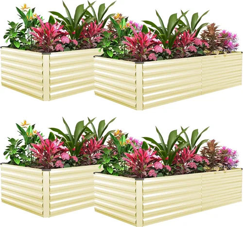 Miniatura 19 de Cama de jardín elevada con enrejado de arco para plantas trepadoras, cama de jardín elevada galvanizada, jardineras al aire libre para verduras