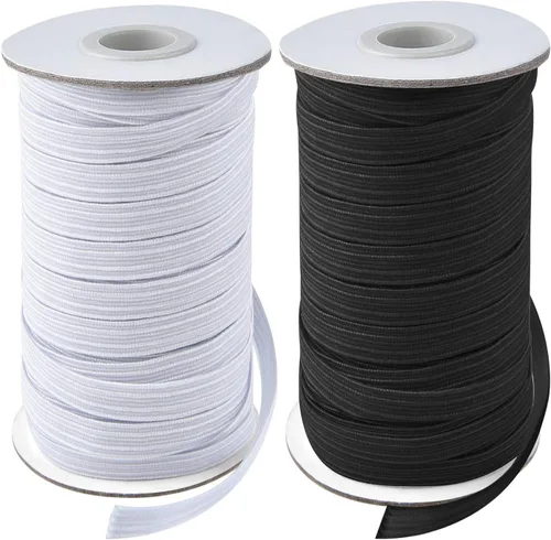 Miniatura 8 de Coopay Bandas elásticas planas de 40 yardas de largo, 1/2 pulgada de ancho, cuerda elástica plana para coser proyectos de bricolaje, artes y Negro