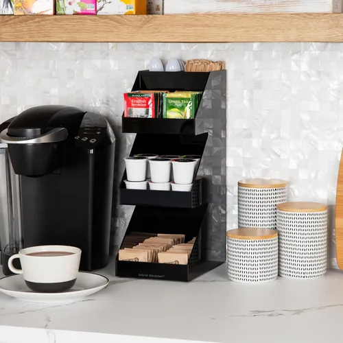 Miniatura 2 de Mind Reader Estación de utensilios y condimentos de té y café, organizador de encimera, barra de café, cocina, 6 pulgadas de largo x 9 pulgadas