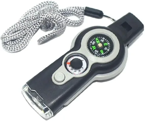 Miniatura 6 de Silbato de emergencia con cordón de seguridad, silbato de campamento, senderismo, señal de rescate Negro naranja