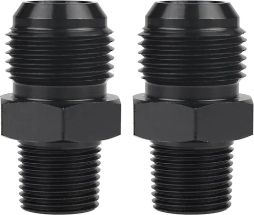 Miniatura 25 de Adaptador de manguera de tubería macho de 10AN a 1/4 NPT de aluminio recta para línea de combustible, adaptador de manguera de aluminio negro