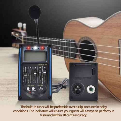 Miniatura 2 de Preamplificador de pastilla de guitarra acústica, preamplificador de guitarra eléctrica con ecualizador de 5 bandas, pastilla piezoeléctrica