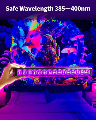 Miniatura 4 de Paquete de 2 barras de luz negra de 42 W para fiesta brillante, luces negras con cable de 6 pies, enchufe e interruptor para fiesta brillante