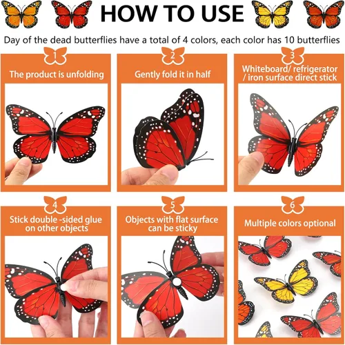 Miniatura 5 de Hommtina 40 piezas de decoraciones de mariposa monarca para manualidades, mariposas falsas de alta calidad, decoración de pared para el hogar, boda