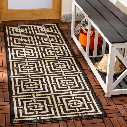 SAFAVIEH Courtyard Collection CY6937 - Alfombra decorativa para interiores y exteriores, impermeable, fácil de limpiar, 2 pies 3 pulgadas x 6 pies 7