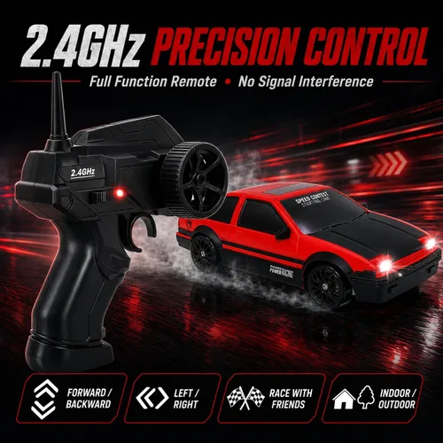 Miniatura 6 de Liberty Imports RC Drift Car 1/24 2.4GHz 4WD Control remoto Sport Racing Vehículo en carretera con luz LED, baterías y neumáticos de deriva