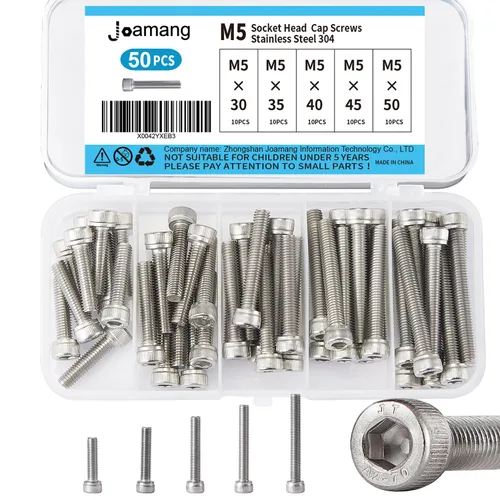 Miniatura 11 de M5 x 10 mm, 14 mm, 18 mm, 20 mm, 25 mm Tornillos de cabeza hexagonal, Acero inoxidable 304, unidad hexagonal Allen métrica, acabado brillante