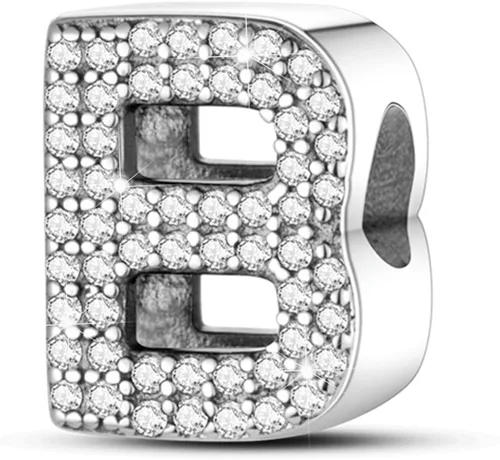 Miniatura 9 de PARCOM Dijes de letras compatibles con pulseras Pandora de plata esterlina S925 con iniciales para pulseras del alfabeto A-Z, cuentas de letras