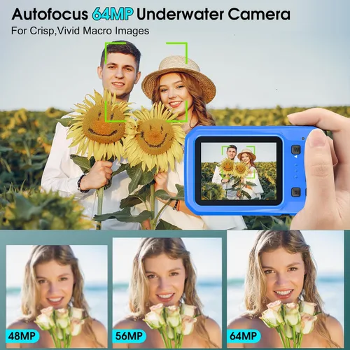 Miniatura 5 de Cámara subacuática 4K, cámara digital impermeable de 64 MP y 16 pies con tarjeta de 16 GB, cámara impermeable flotante