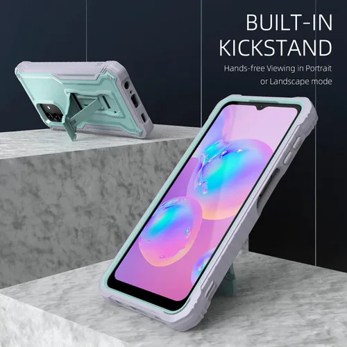 Miniatura 5 de Funda para Samsung Galaxy A13 5G / 4G, protección de grado militar a prueba de golpes con protector de pantalla HD de vidrio templado y soporte Verde