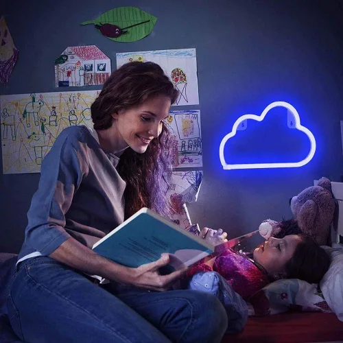 Miniatura 7 de YouOKLight Letrero de nube de neón, luz LED de nube, luces de noche, luces de neón alimentadas por batería o USB, para decoración de pared
