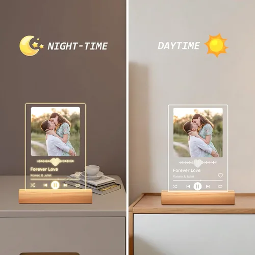 Miniatura 4 de Marcos de Foto Personalizados de Placa de Spotify, Marco de Foto de Portada de Canción de Acrílico Personalizado, Regalos Personalizados para Novia