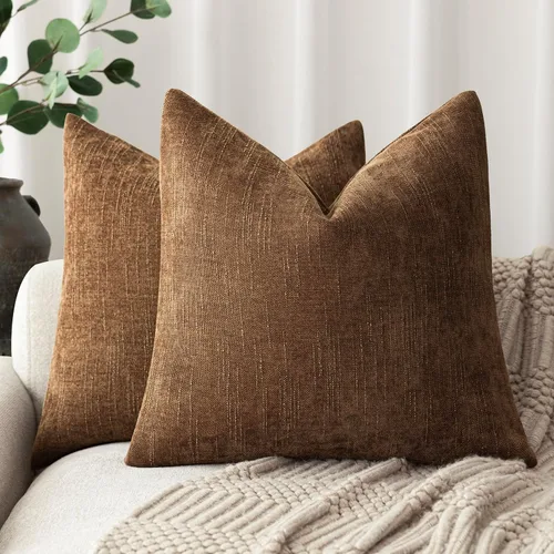 Miniatura 24 de Foindtower - Paquete de 2 fundas de almohada decorativas, cuadradas, cómodas, unicolor, suaves, lumbares, estilo rústico neutro, para sofá, sillón