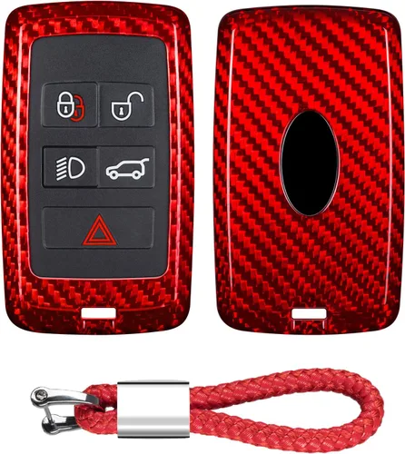T-carbon - Funda para llavero compatible con Land Rover, Funda protectora para llavero de fibra de vidrio real compatible con Jaguar Defender 110S,
