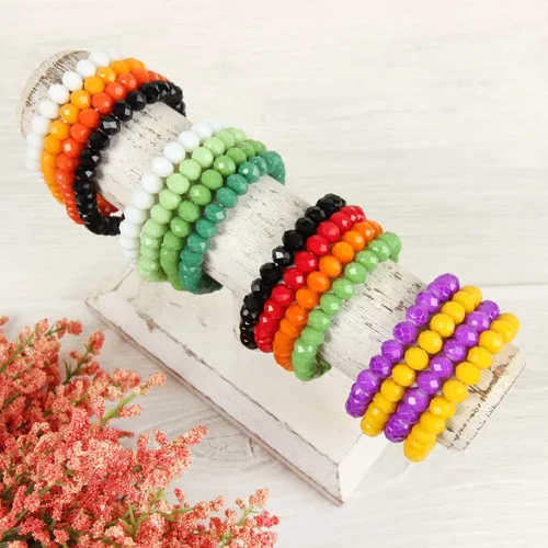 Miniatura 3 de Pulsera bohemia multicapa con varias capas con cuentas, versátil brazalete elástico con hilos llamativos, brazalete deslizable con cuentas