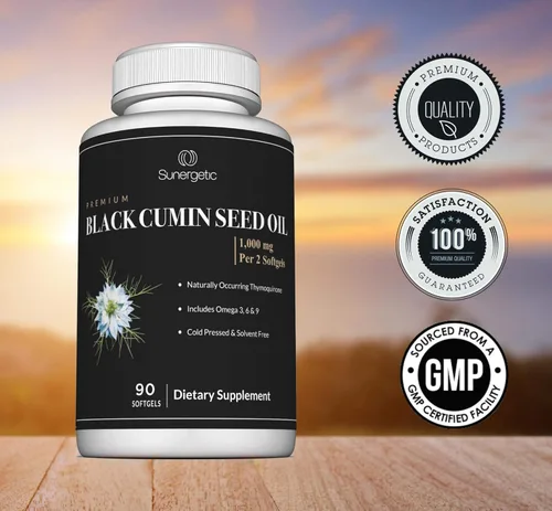 Miniatura 5 de Cápsulas blandas de aceite de semilla de comino negro prémium – 1000 mg de aceite de semilla negra por porción – Nigella sativa prensada en frío sin
