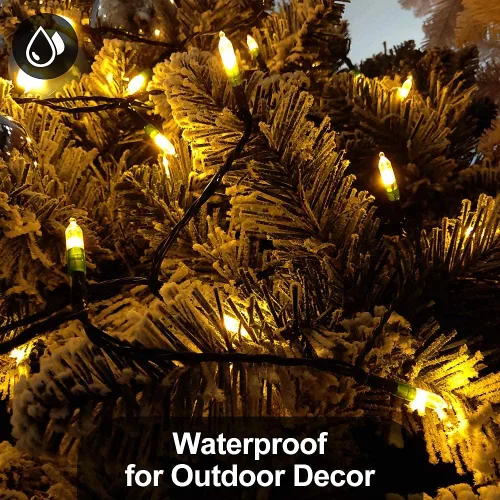 Miniatura 6 de MASHANG Luces de Navidad – Cadena de luces a pilas, 50 luces LED, miniluces, 8 modos, cable verde, mini juego de luces con temporizador para árbol