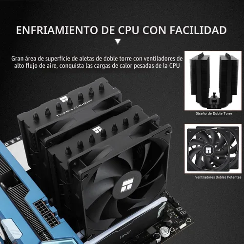 Miniatura 4 de Thermalright Phantom Spirit 120 SE - Enfriador de CPU negro, ventiladores duales TL-C12B V2 PWM y torres dobles, enfriador de disipador de calor