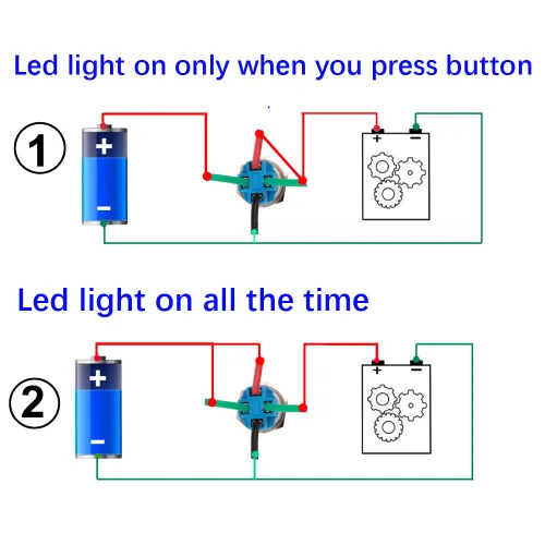 Miniatura 6 de Gebildet Interruptor de botón de bloqueo automático de acero inoxidable de 0.47 pulgadas/0.472 in, 12 V-24 V, 3 A, símbolo de alimentación, LED