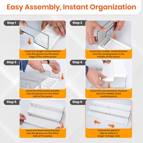 Miniatura 7 de OMAIA Organizador de especias de 3 niveles, expandible de 3 niveles para condimentos y organización de especias para gabinete, despensa, encimera