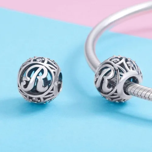 Miniatura 2 de Plata de ley 925 con piedras cúbicas, opciones completas de regalo de la A Z, cuentas de letras del alfabeto para pulseras europeas Pandora