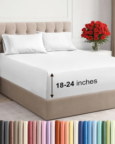 Miniatura 74 de Sábanas King divididas con bolsillos extra profundos, sábanas transpirables y refrescantes de 5 piezas, sábanas de lujo para hotel, suaves, sin 22