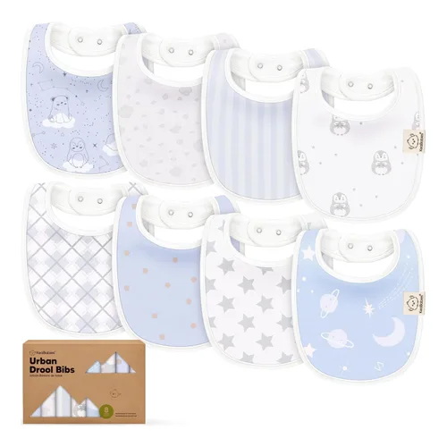 Miniatura 40 de Paquete de 8 baberos orgánicos para bebés niños, niñas - baberos de algodón suave para babear y dentición para bebé niña y niño, extra absorbentes