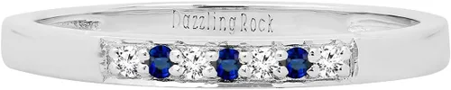 Miniatura 2 de Dazzlingrock Collection Anillo de boda de siete piedras preciosas y diamantes blancos creados en laboratorio redondo de oro de 18 quilates