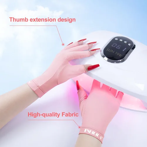 Miniatura 3 de NXJ INFILILA UV Gloves for Nails, Anti UV Light Gloves for Gel Nail Lamp, Professional UPF 99+ Protection for Women Rosa
