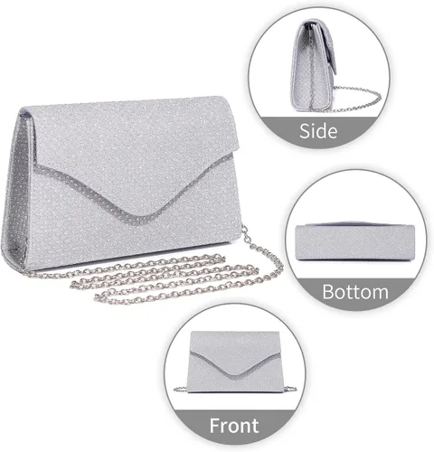Miniatura 4 de Labair Bolso de noche para mujer, con purpurina brillante, bolso de mano para fiesta de boda, bolso cruzado de hombro