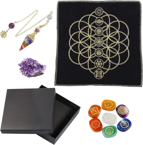 Miniatura 20 de Rockcloud Kit de meditación de tótem de piedra curativa para principiantes, adivinación, suministros de altar wicca, decoración del hogar, amatista