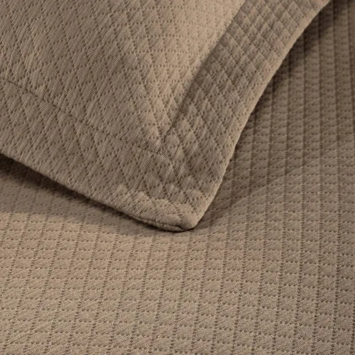 Miniatura 7 de Cubrecama doble Superior Diamond Solitaire de algodón de primera calidad Jacquard Matelassé con fundas de almohada a tono, color aguamarina, Marrón