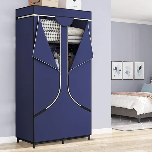 Miniatura 4 de Organizador de ropa portátil de 34 pulgadas con estantes de metal y tela no tejida, organizador de almacenamiento duradero para dormitorio