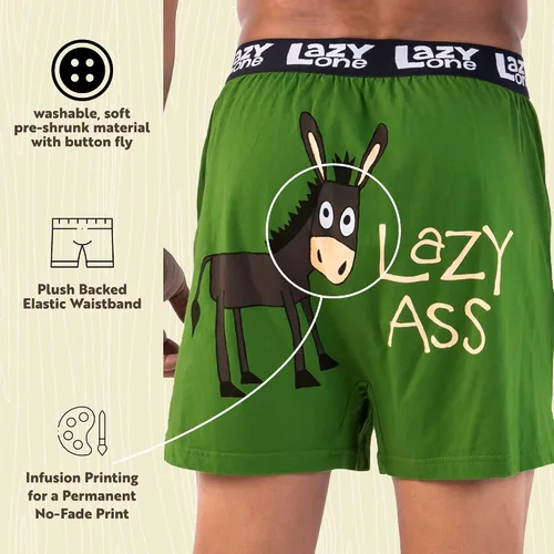 Miniatura 65 de Lazy One Divertidos boxers de animales, ropa interior humorística, novedosos pantalones cortos, regalos de broma para hombres