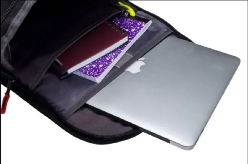 Miniatura 3 de Case-It Mochila clásica para laptop, con detalle de cordón elástico, negro/rojo (BKP-503-negro/rojo)