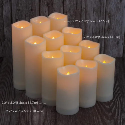 Miniatura 8 de Aignis 12 velas LED sin llama que funcionan con pilas con temporizador remoto de 10 teclas, impermeable para interiores y exteriores, cálido brillo
