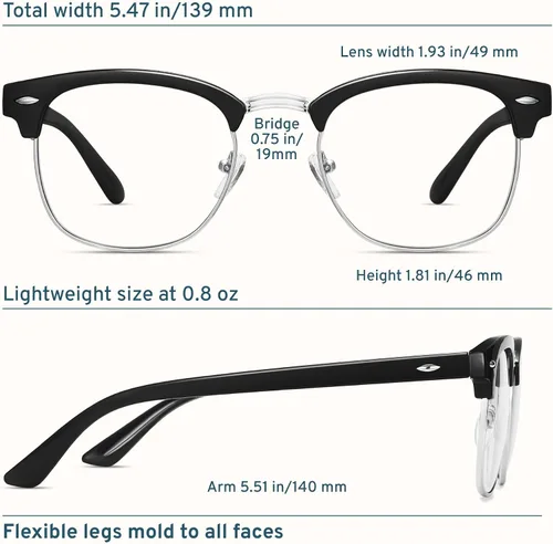 Miniatura 3 de CCVOO Paquete de 3 Gafas de Lectura con Bloqueo de Luz Azul, Lectores Retro Semi Sin Marco para Hombres y Mujeres, Gafas Redondas con Filtro UV400