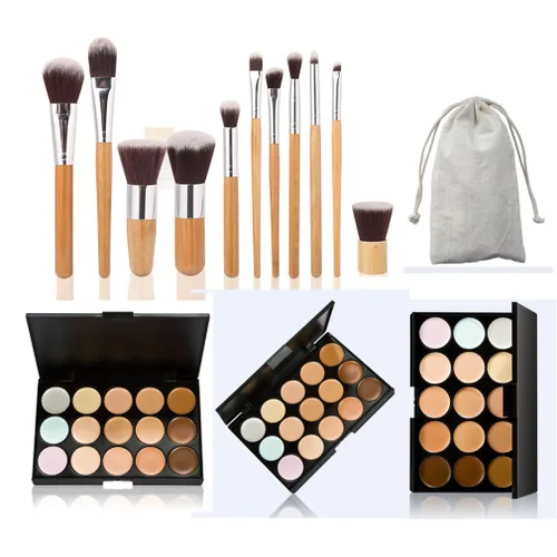 Pure Vie Paleta de contorno de crema hidratante y de larga duración de 15 colores, corrector de color, correctores de crema para camuflar la